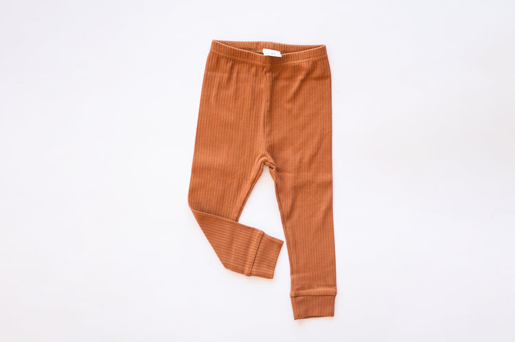 Ribbed Legging - Brown - Organic Cotton