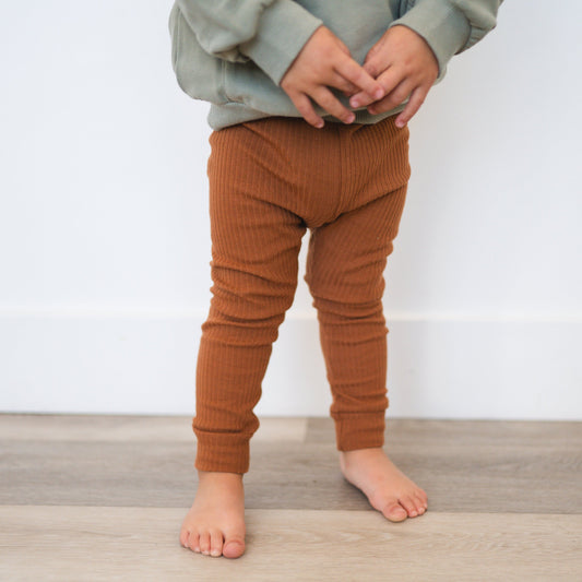 Ribbed Legging - Brown - Organic Cotton