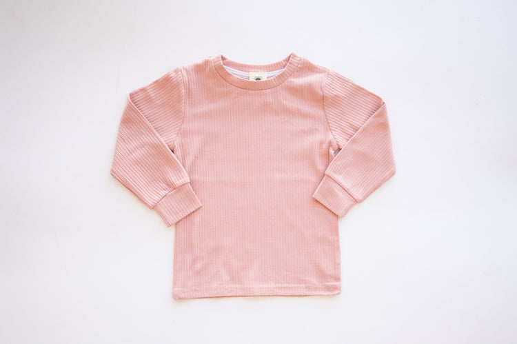 Ribbed Long Sleeve - Pretty Pink - Organic Cotton