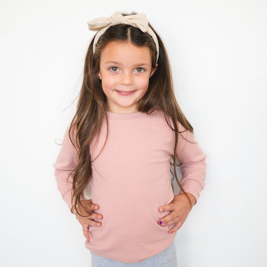 Ribbed Long Sleeve - Pretty Pink - Organic Cotton