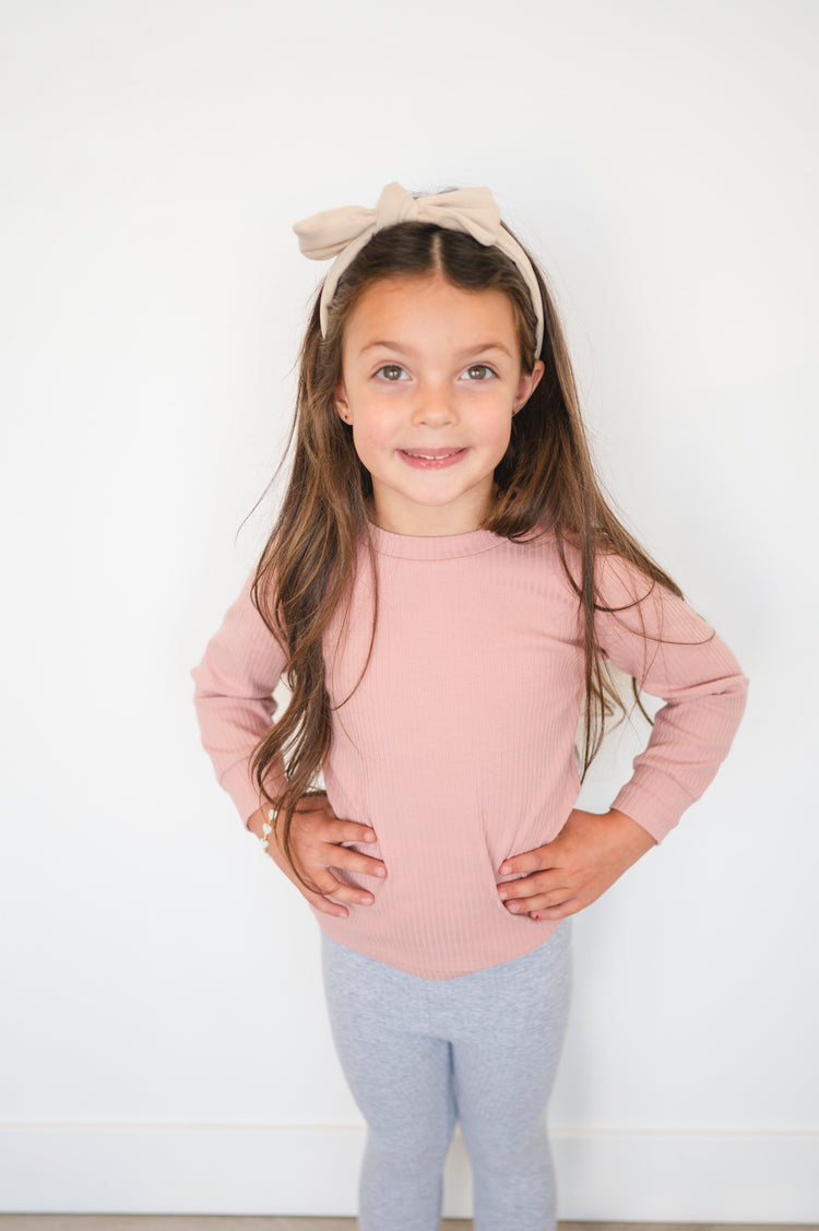 Ribbed Long Sleeve - Pretty Pink - Organic Cotton