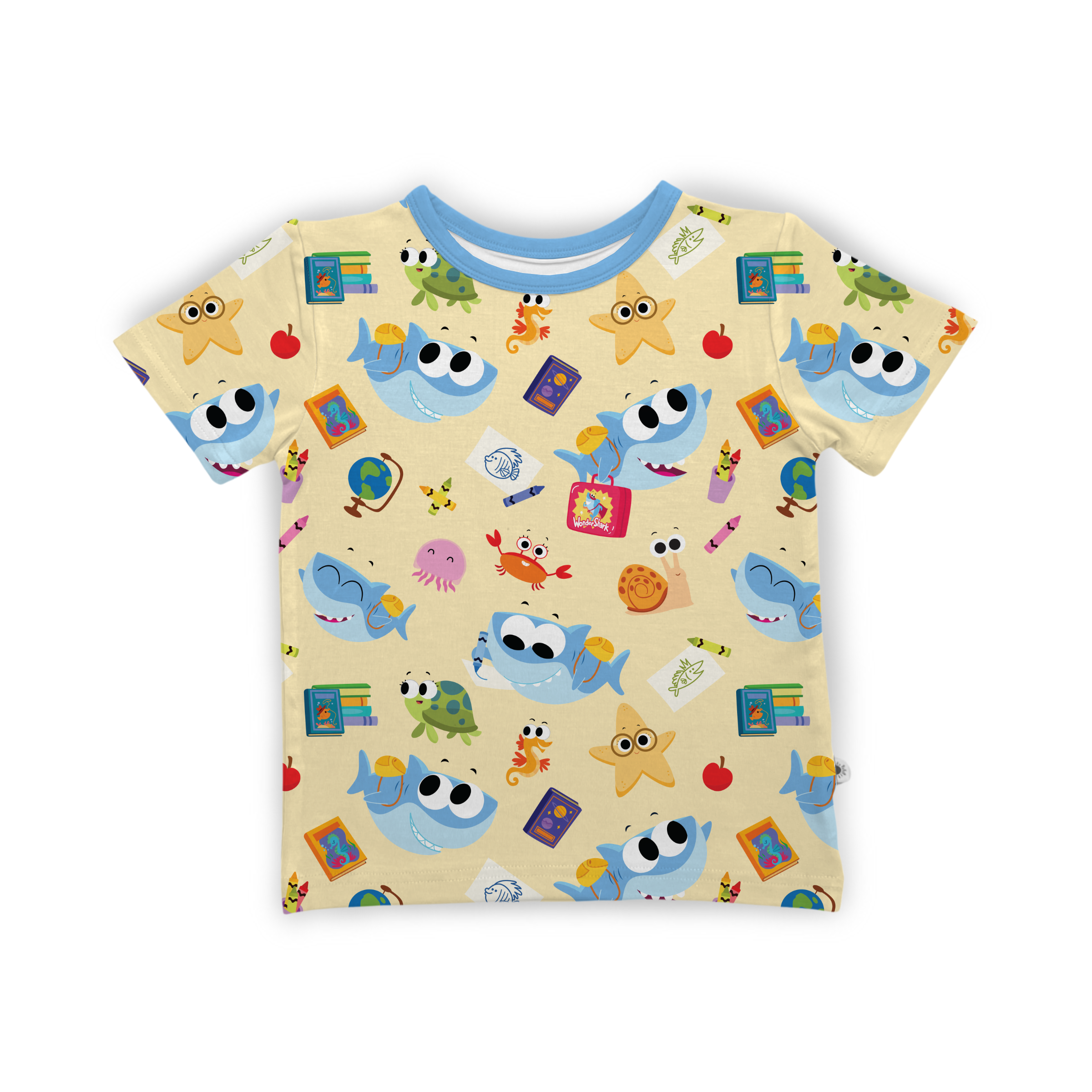 PRE-ORDER - TAT 14 WEEKS - T-shirt - Super Simple™ Finny the Shark at School - Tencel Modal