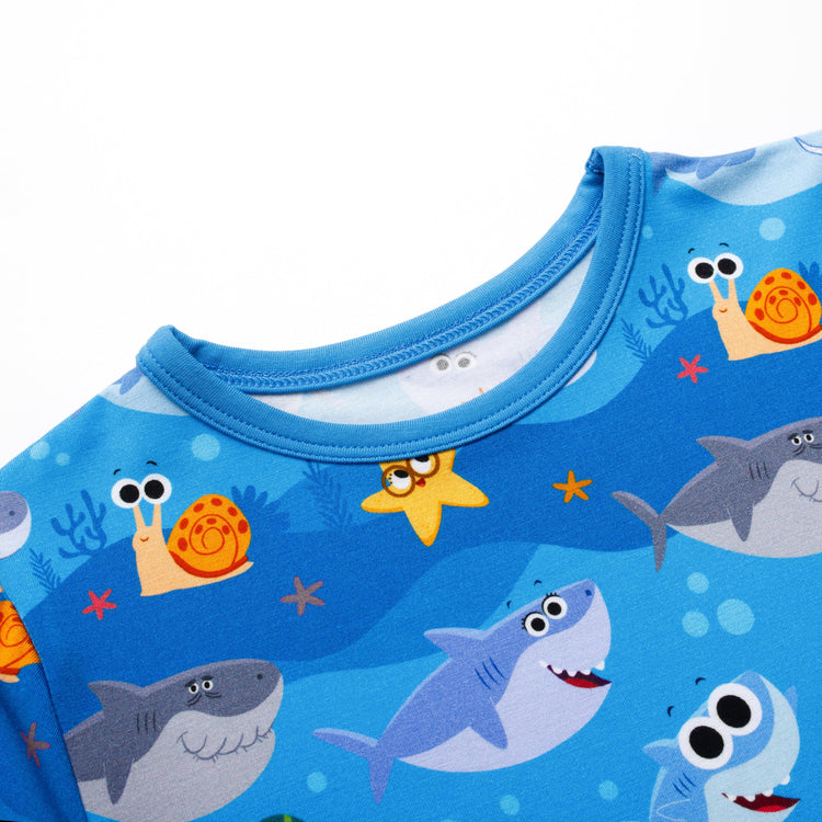 Convertible Footie PJ Set - Super Simple Baby Shark - Luxe Bamboo