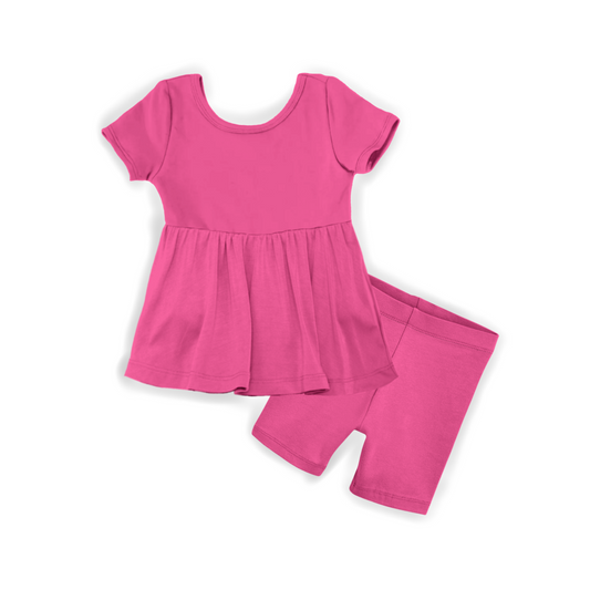 PREORDER : 15 WEEK TAT - Peplum + Biker Bundle - Dylan Pink - Luxe Bamboo