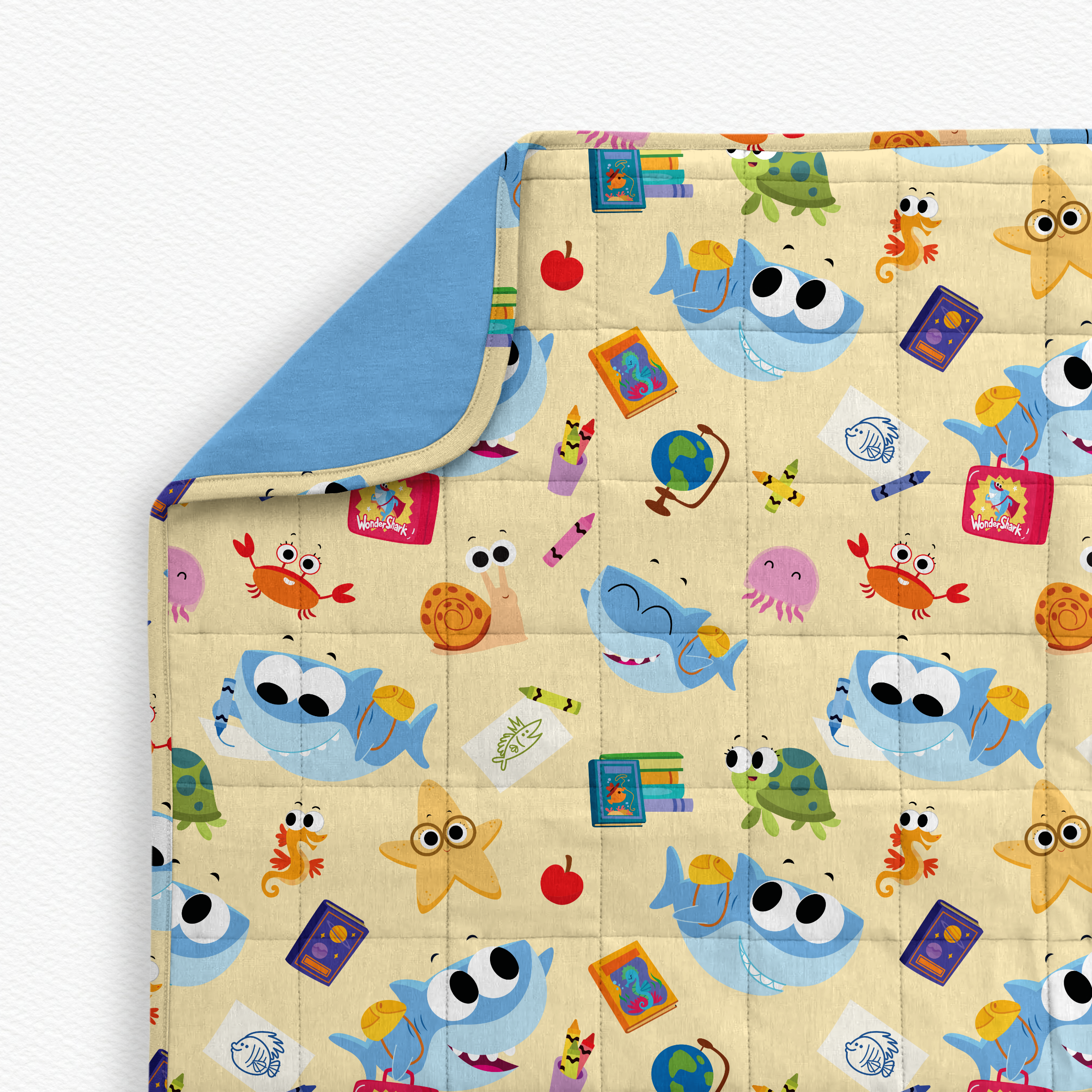 PRE-ORDER - TAT 14 WEEKS - Couch Quilty - Super Simple™ Finny the Shark at School - Tencel Modal