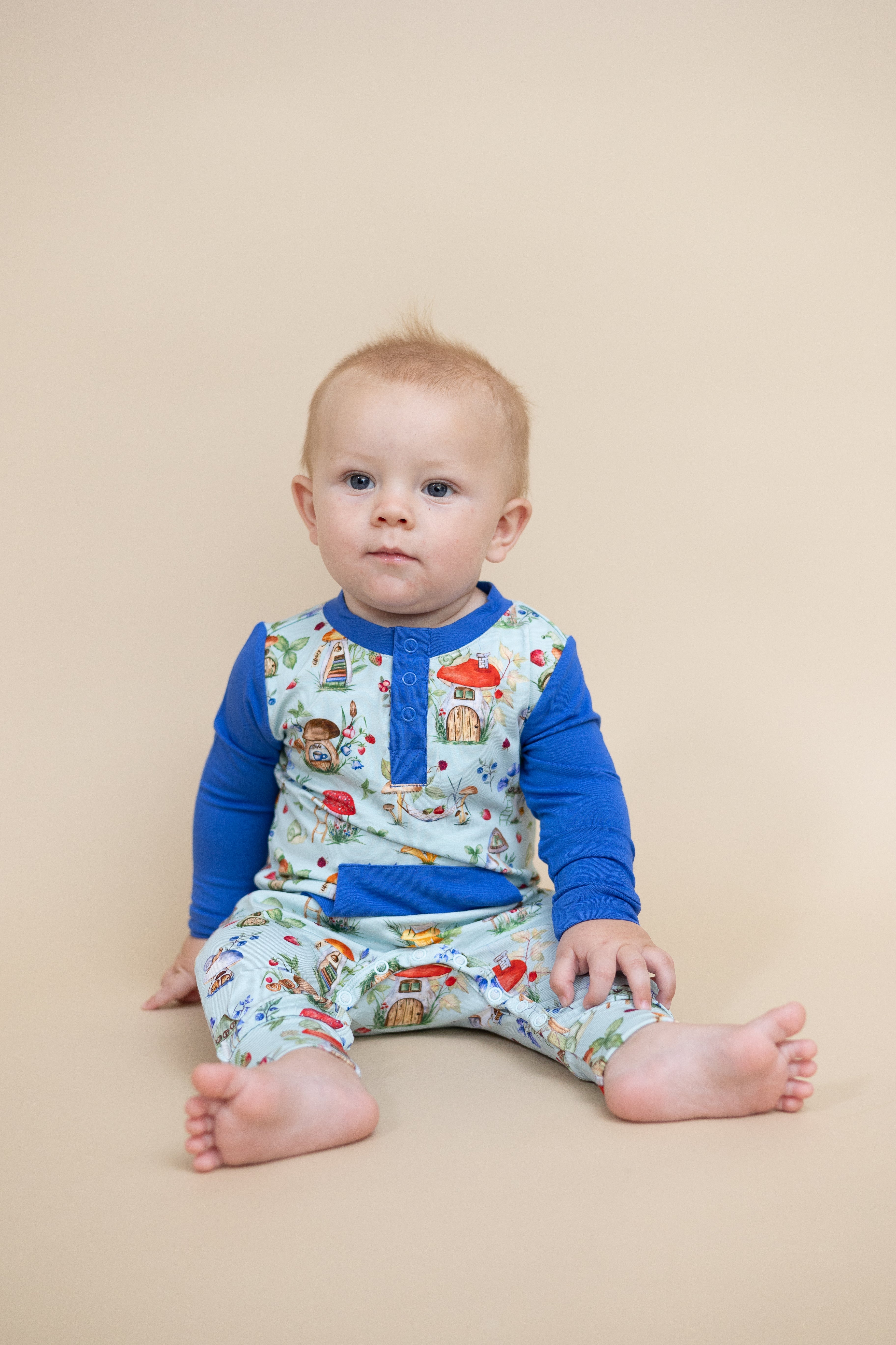 Henley Play Romper - Shroom Village - Luxe