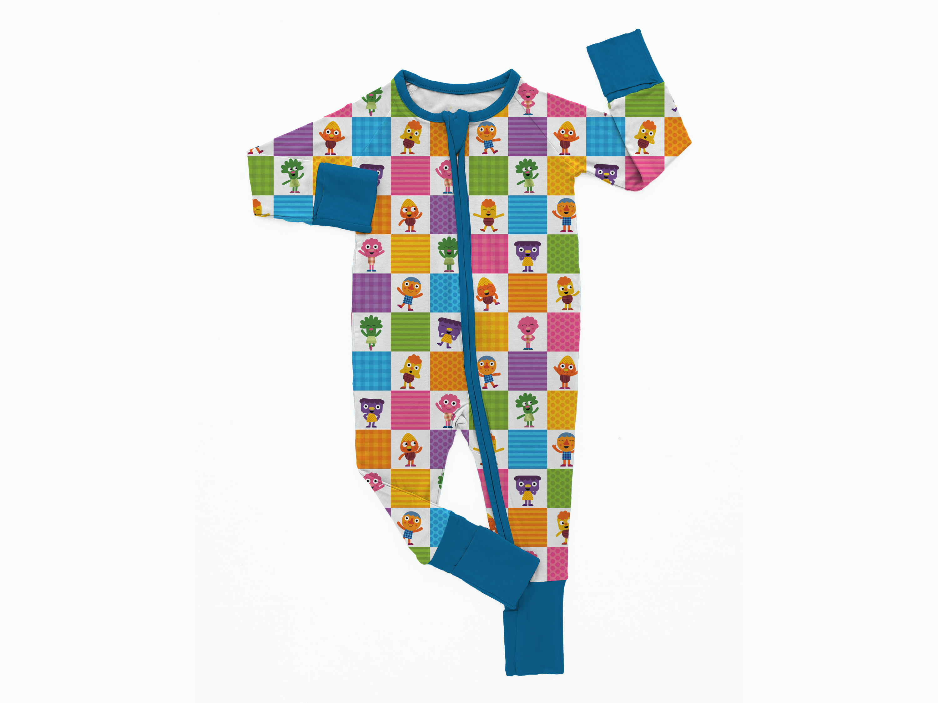 PRE-ORDER - TAT 14 WEEKS - Flexi- Fit Zip PJ - Super Simple™ Noodle & Pals - If You're Happy - Tencel Modal